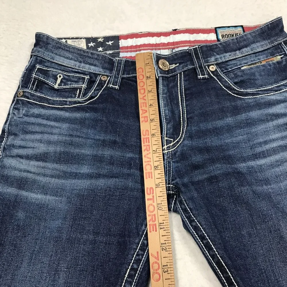 ROOKIES Lennon Jean Men 34x33 Low Rise Narrow Dark Whisker Wash Stretch
